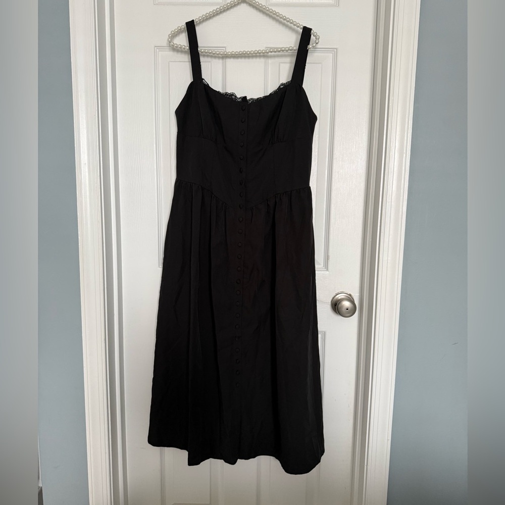 Amazon Black Button-Front Midi Dress